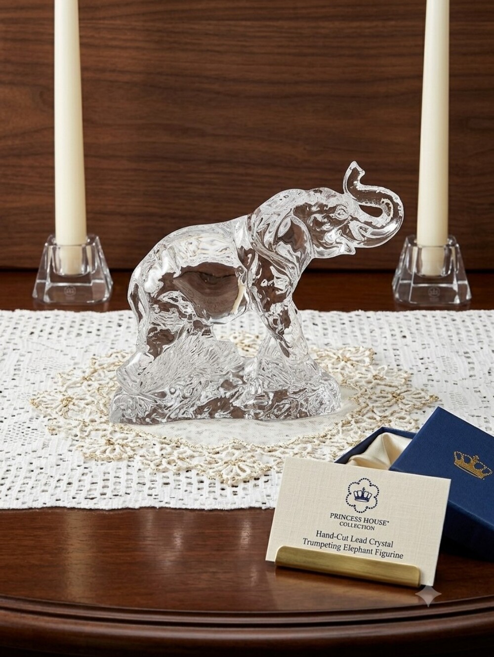 Vintage Princess House Wonders of the Wild Crystal Elephant Figurine